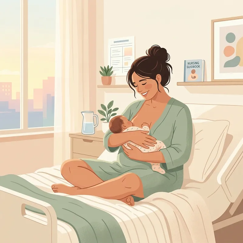 Minh họa mẹ bỉm sữa tự tin chăm sóc con trong 3 ngày vàng đầu tiên tại viện phụ sản